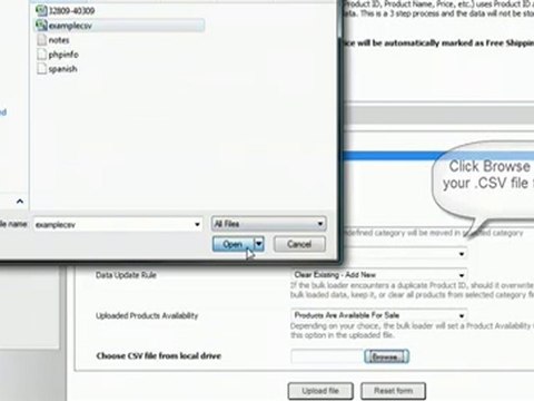 Shopping Cart software :Pinnacle Cart: bulk upload products