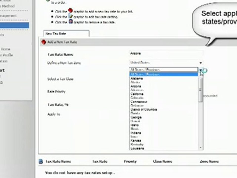 Shopping Cart software :Pinnacle Cart: Setting up taxes