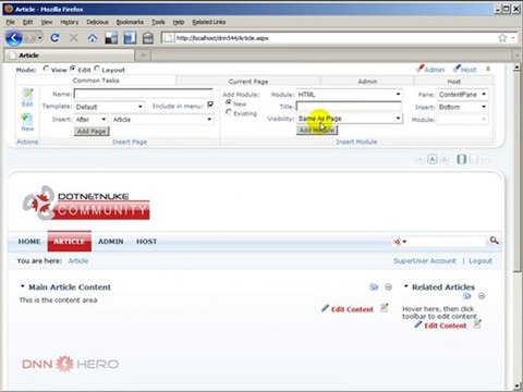 DotNetNuke Tutorial, How to create a Page Template part 1/2