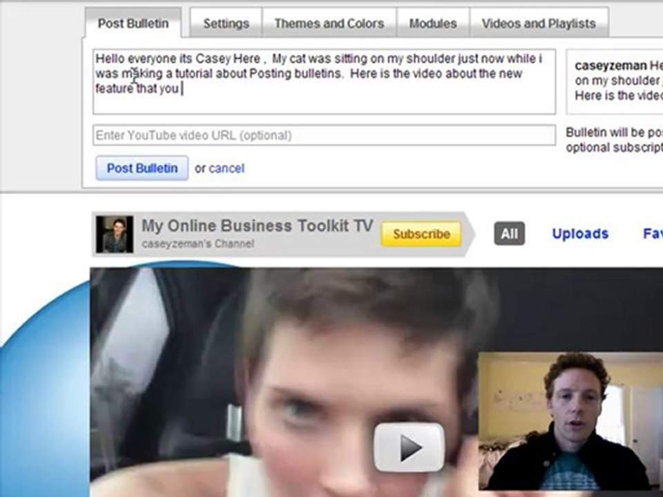 Posting Bulletins with YouTube