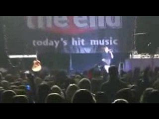 Justin Bieber gets hit by a water bottle