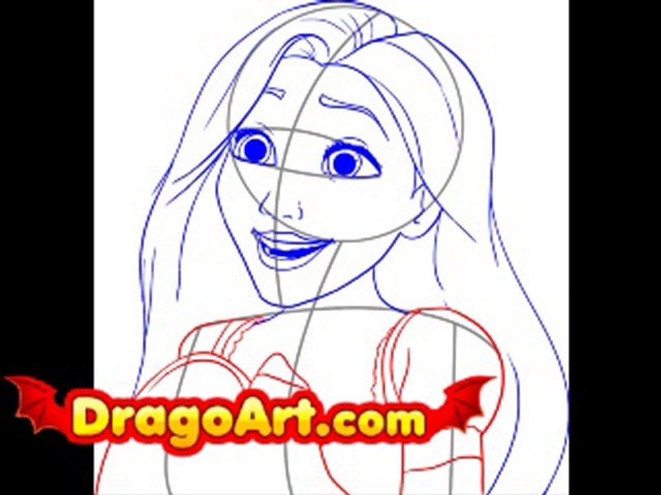 How to draw Rapunzel, step by step