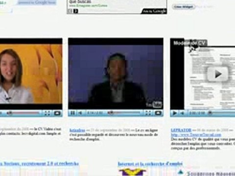 Offres d'emploi VIDEOCURRICULUM RECHERCHE TRAVAIL VILLE