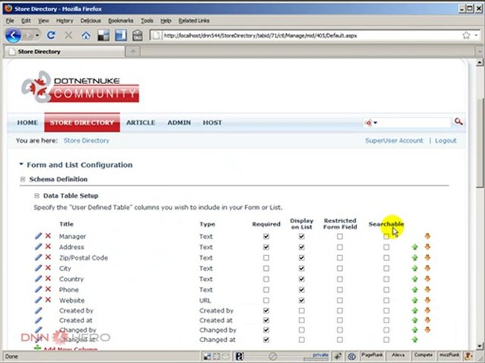 DotNetNuke Tutorial, More about the Form and List module