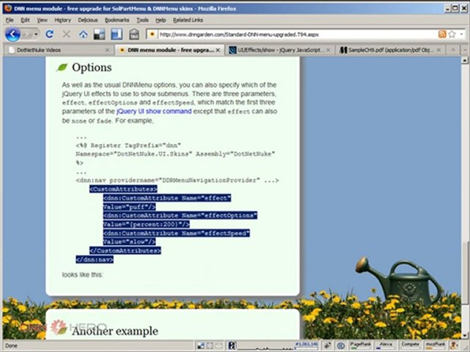 DotNetNuke Tutorial, Special UI effects with DDRMenu