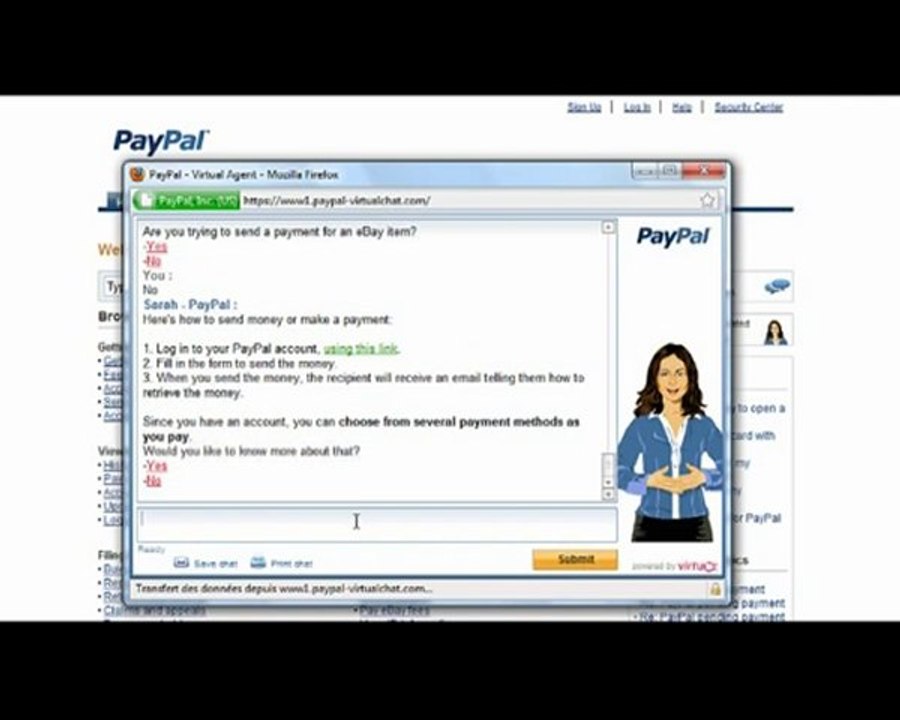 Démo : Sarah, Agent Virtuel de Paypal