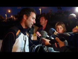 Arrivée d'Armel Le Cléac'h pour la solitaire du Figaro