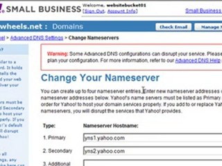 how to change yahoo domain name server, dns