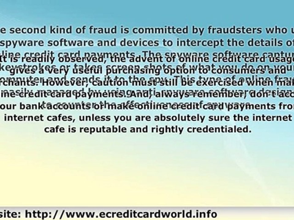 Useful Information For Online Credit Card Usage