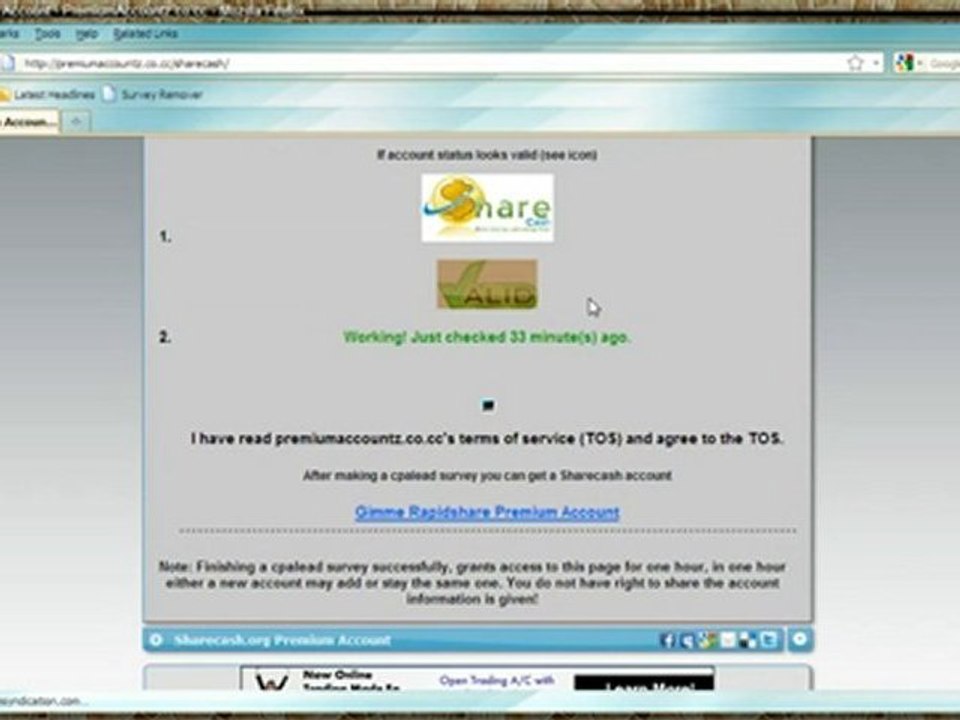 Free Rapidshare Hotfile Megaupload Sharecash Premium Account