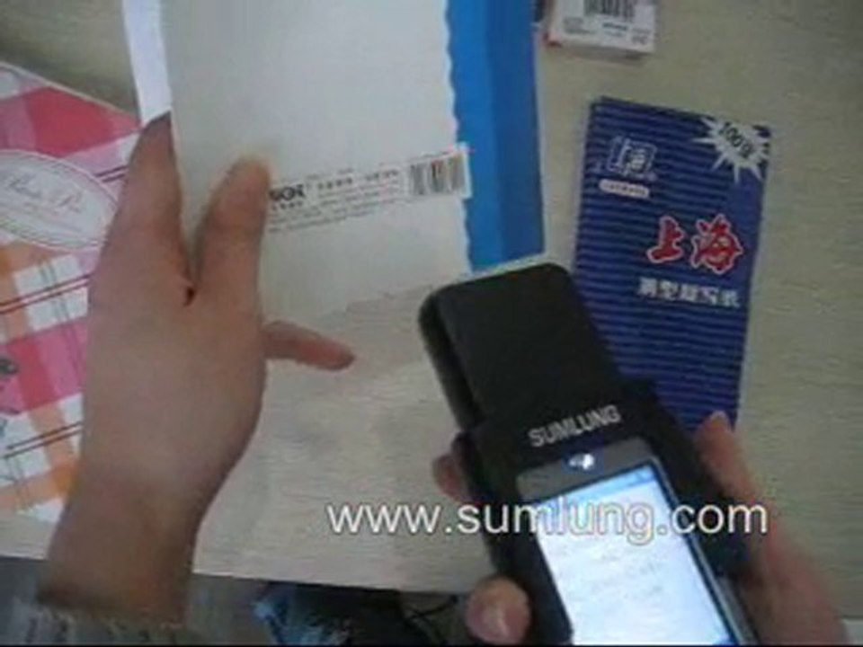 mobile barcode scanner MS30 scan barcode on stationery
