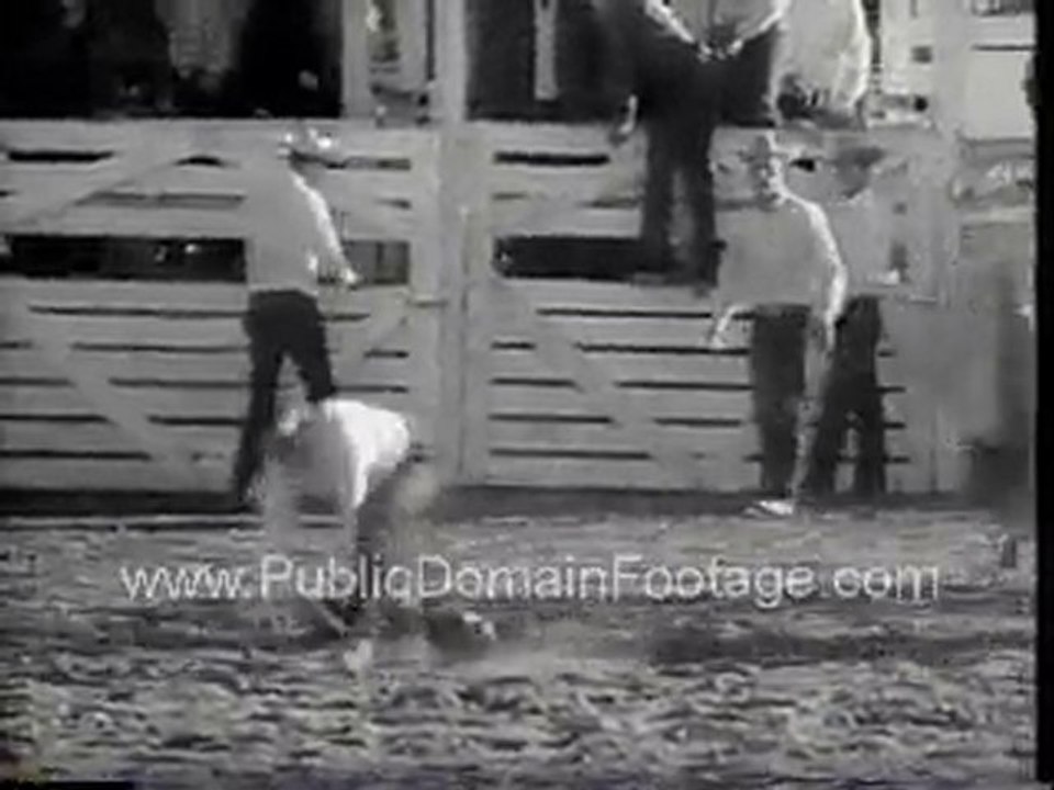 Rodeo Spills Archival Stock Footage PublicDomainFootage.com