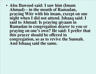 6 Qs on Congregation Taraweh & Ramadan Issues