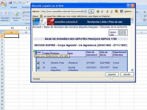 Importer des données sous Excel