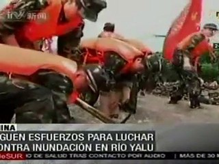 Siguen tareas de limpieza por desbordamiento del río Yalu