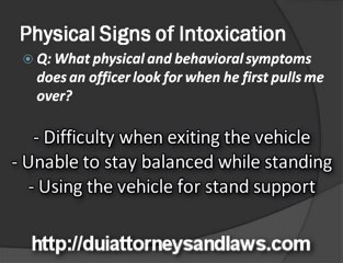 DUI Baltimore Attorneys - Intoxication Physical Signs