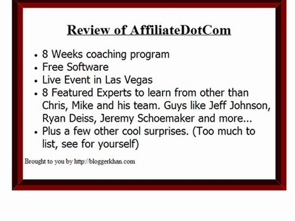 Review of AffiliateDotCom / Affiliate.com