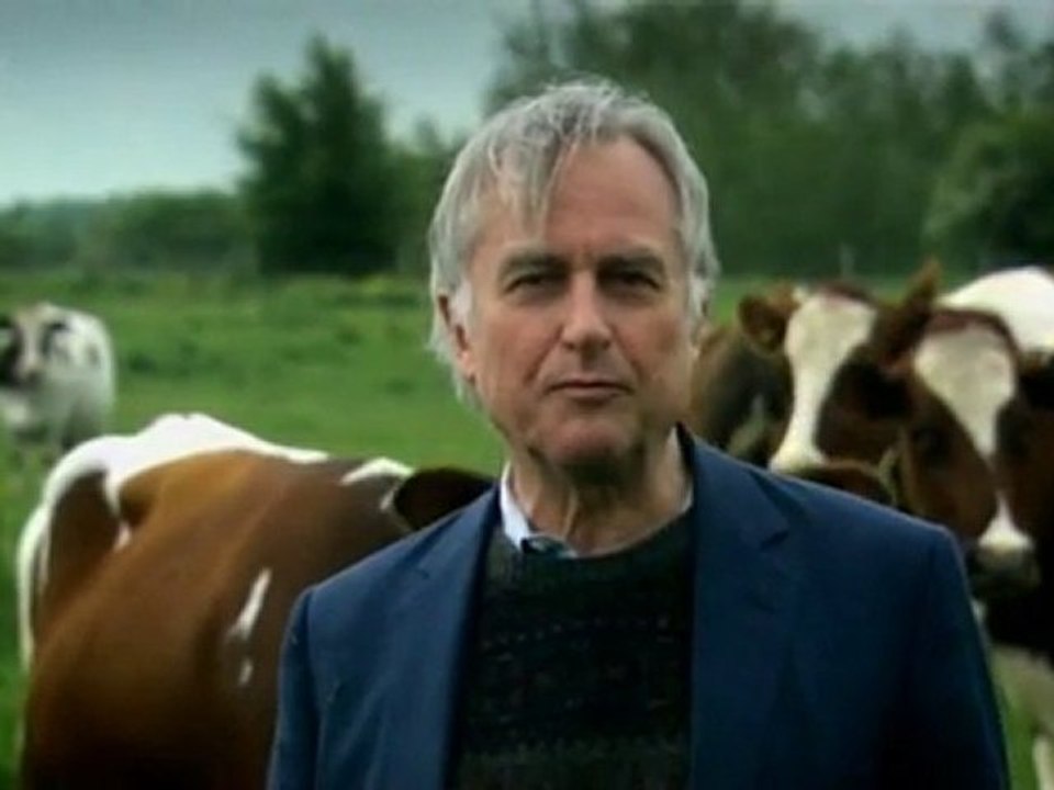 The cow gives a kiss to Richard Dawkins