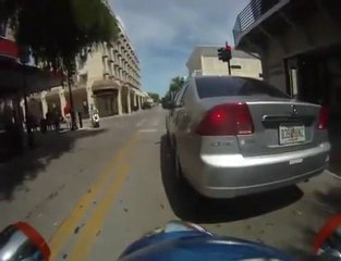 BLONDE GIRL CRASHES SCOOTER