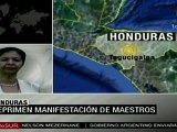 Policía reprime protestas de maestros en Honduras, hay heri