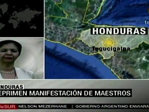 Policía reprime protestas de maestros en Honduras, hay heri