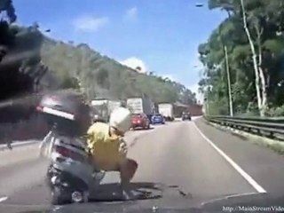 Guy on Scooter Gets Rear Ended