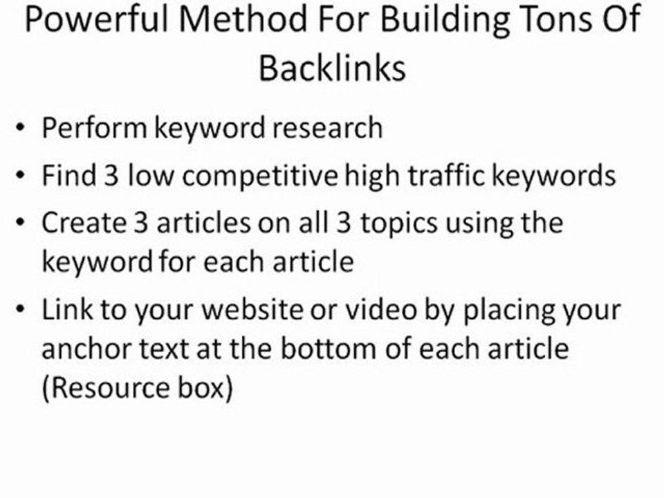 Powerful Method To Create Backlinks