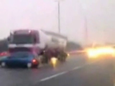 SNTV - Truck drags car down highway