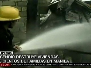 Incendio en Manila deja sin hogar a más de 100 familias