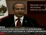 Calderón pide acelerar aprobación de leyes que castigan al
