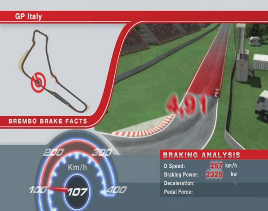 F1 - Największe dohamowanie na torze Monza 2010