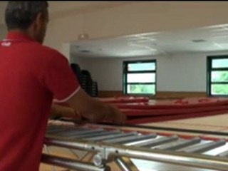 Installation du trampoline Trampolair'One de Gymnova