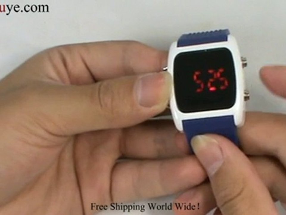 Red LED Digital Wrist Watch with Silicone Band