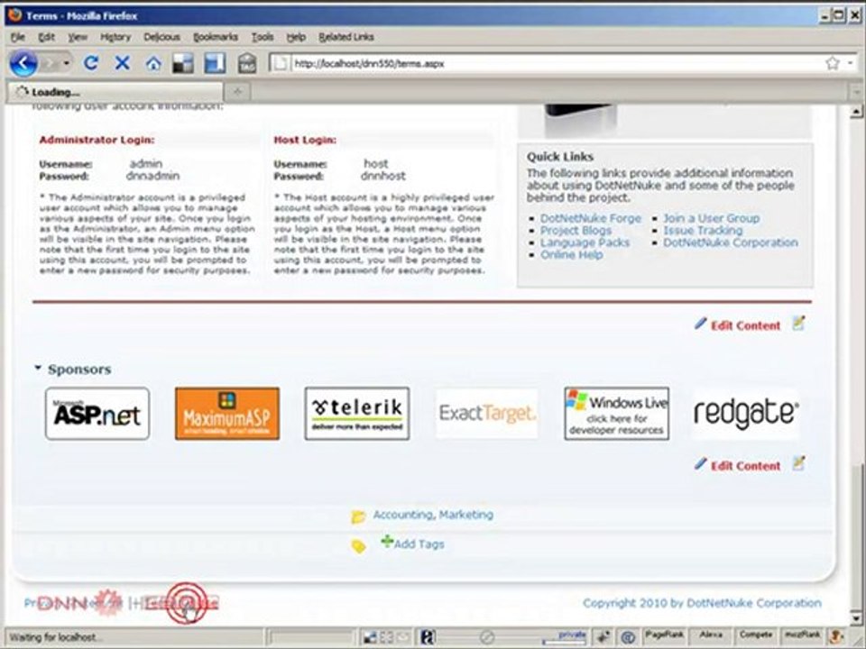 DotNetNuke Tutorial, Customize "Privacy" and "Terms" pages