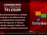 Comunicado de prensa de TeleSUR por caso WIlliam Parra