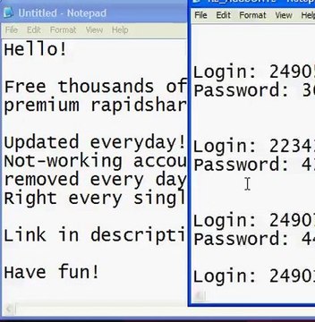 Rapidshare Premium Accounts september free