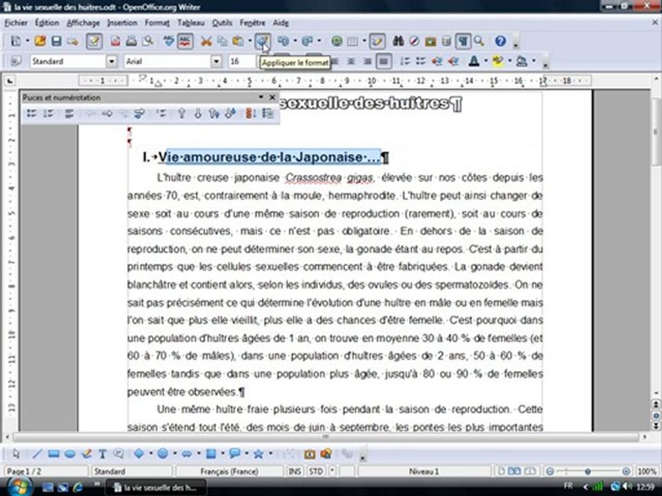 Traitement Texte 2.5 "Reproduire la mise en forme"