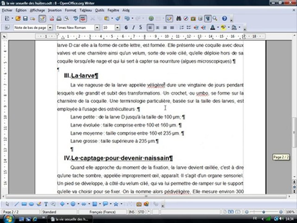 Traitement Texte 2.9 "Les notes de bas de page"