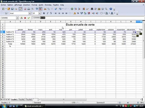 Tableur 2.3 Somme automatique