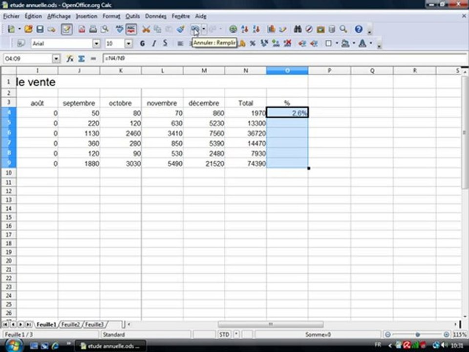 Tableur 2.4 "Calcul de pourcentage"