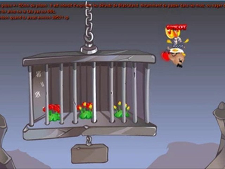 Alone sort de la cage de la Prison de Blablaland