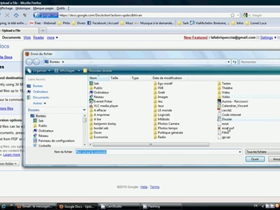Tutoriel, comment envoyer des fichiers sur google docs