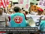 Manifestantes en Taiwán exigen liberación de capitán de b