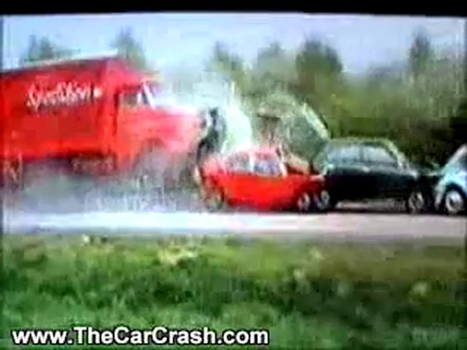 The Car Crash: WOW. Truck at 100mph Test Crashes 6 Cars!