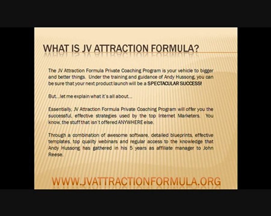 JV Attraction Formula Review And More About Andy Hussong