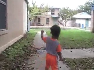 Damien leaving to go shoe shopping with daddy