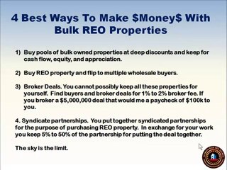 Bulk REO Deals- 4 Killer Big Money Secrets