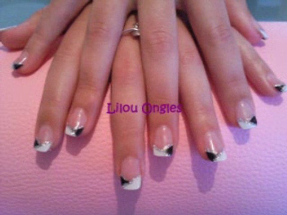 lilou ongles selection gel uv nail art noir blanc argent
