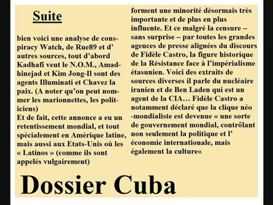 LLP- Chavez et Castro sont des conspirationnistes