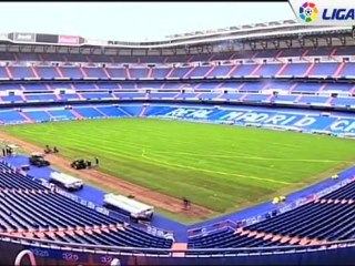 El Real Madrid cambia el cesped del Bernabeú